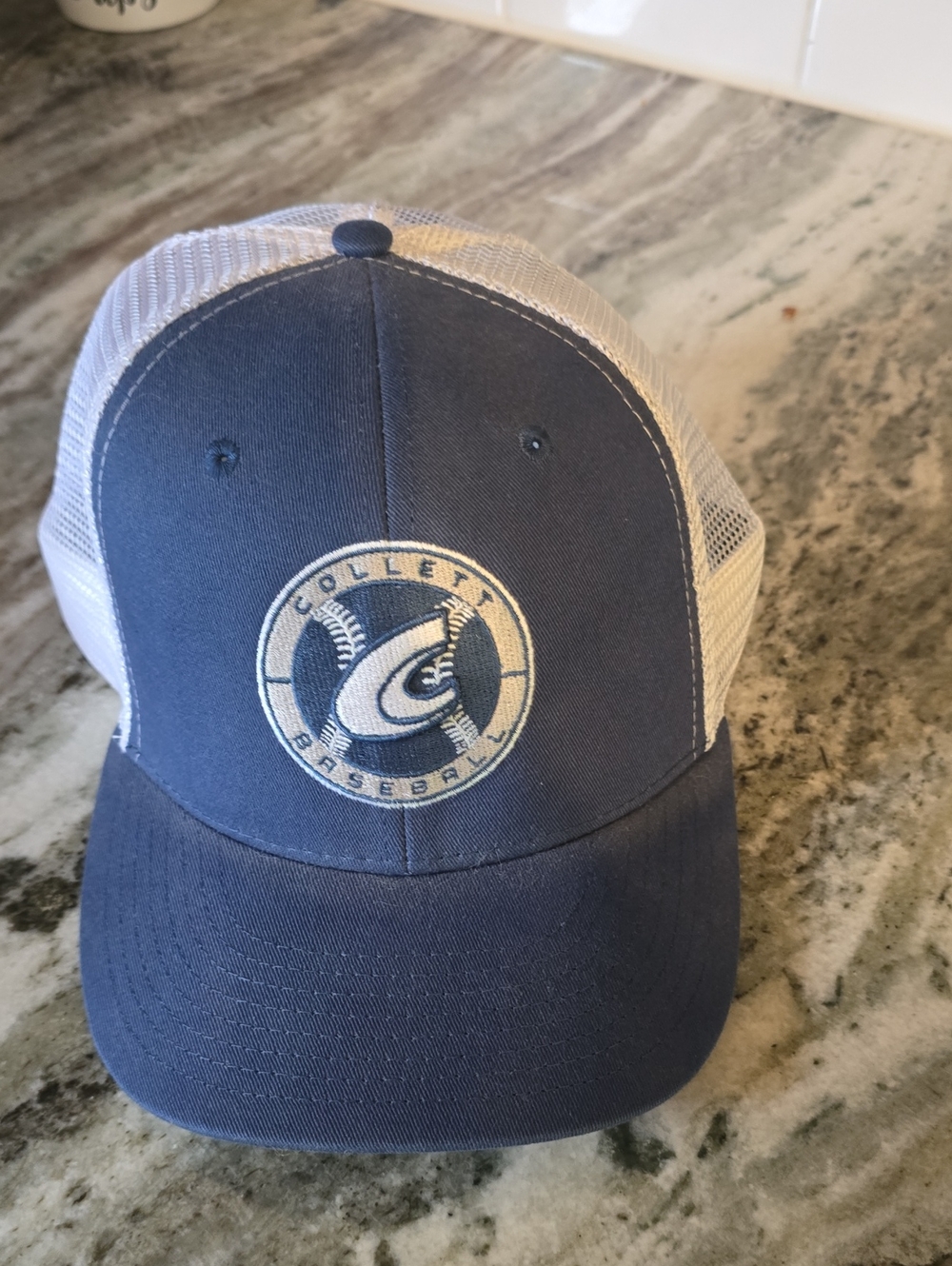 Baseball Blue & White Mesh Trucker Cap
